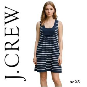 J. Crew Blue & White Comfortable Casual Cotton Dress with Pockets